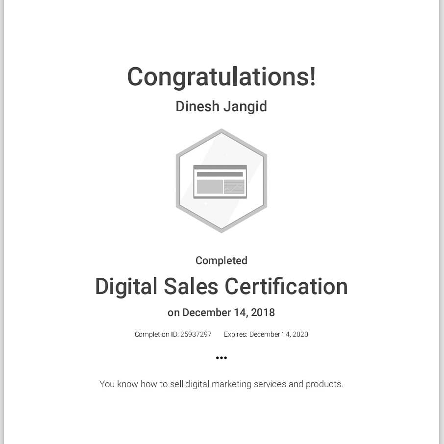 Google sales certificate