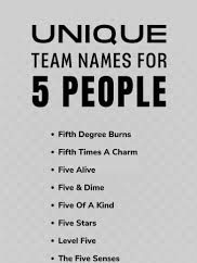 Names for a Group 5 People – Funny, Cool & Creative